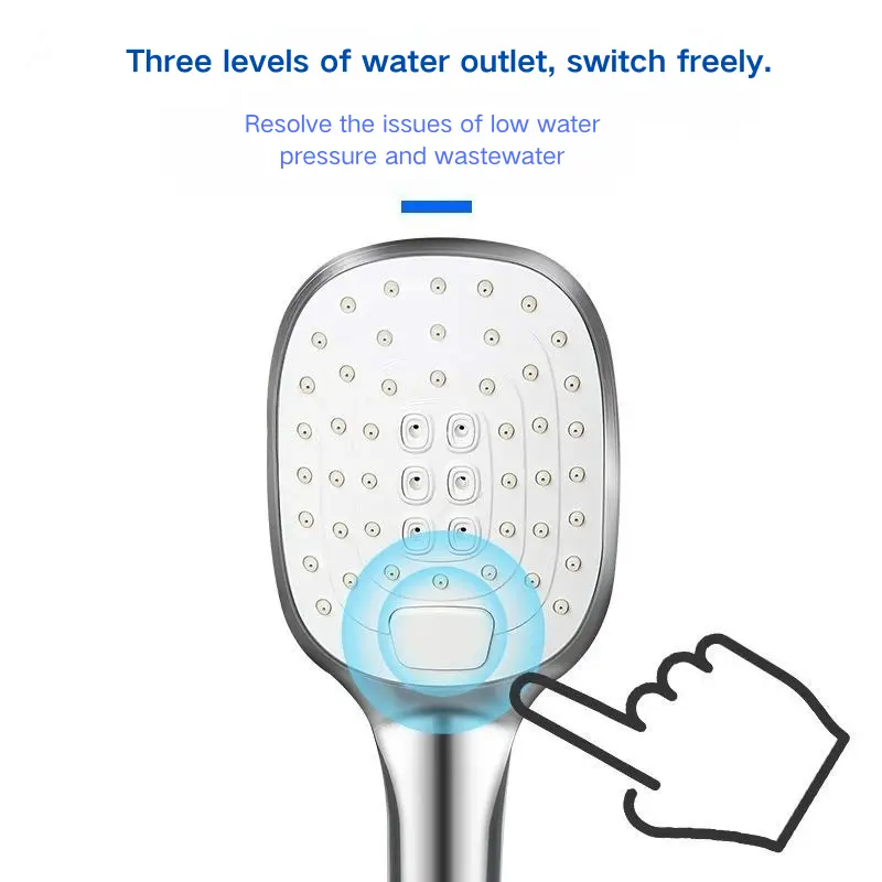 Desain Modern Chrome Plating Push Button Handheld Shower